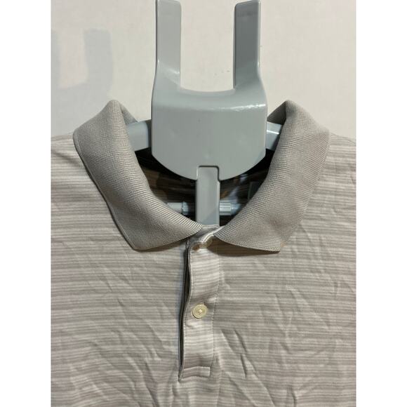Calvin Klein Men’s Polo Shirt Large Gray Stripe Short Sleeve Button Collar - Picture 2 of 8